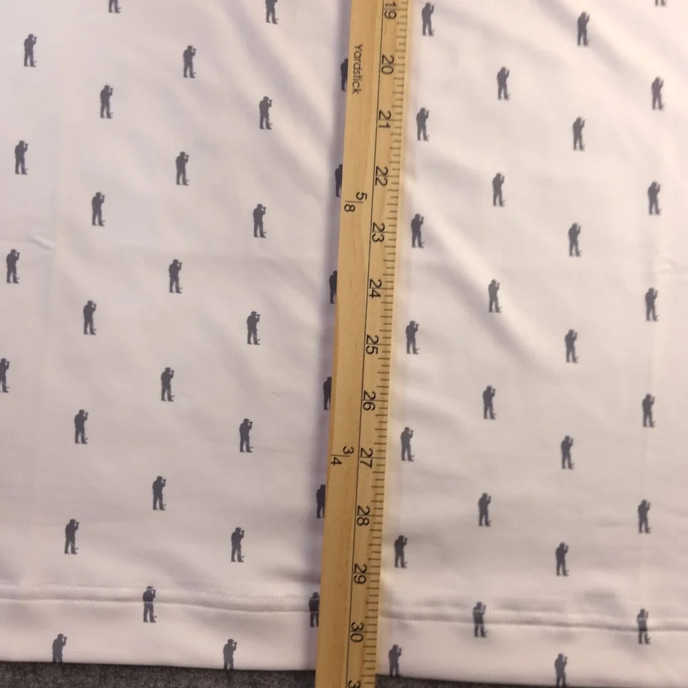 Usag Golf‎ Polo Large White Geometric Balg Beer Logo Short Sleeve Stretch